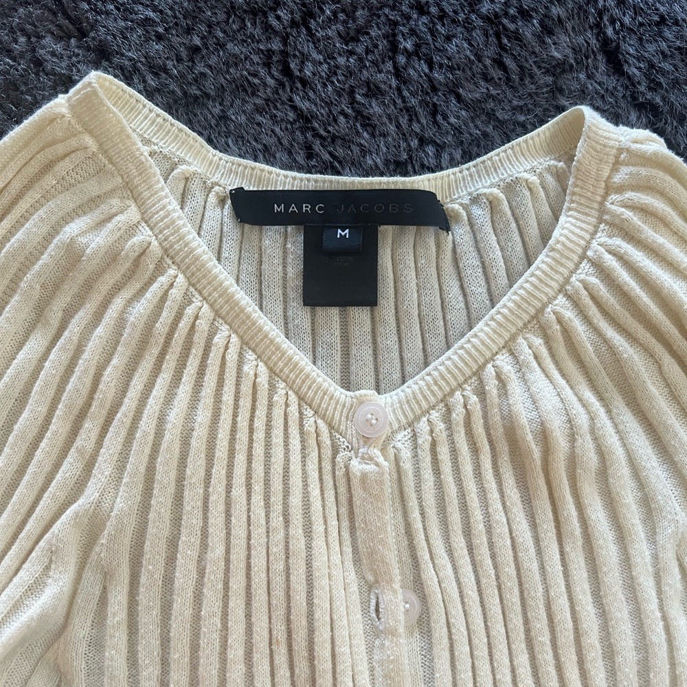 Marc Jacobs Ivory Ribbed Cardigan